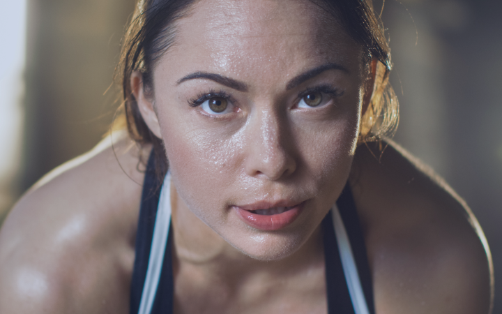 close-up on a womans face