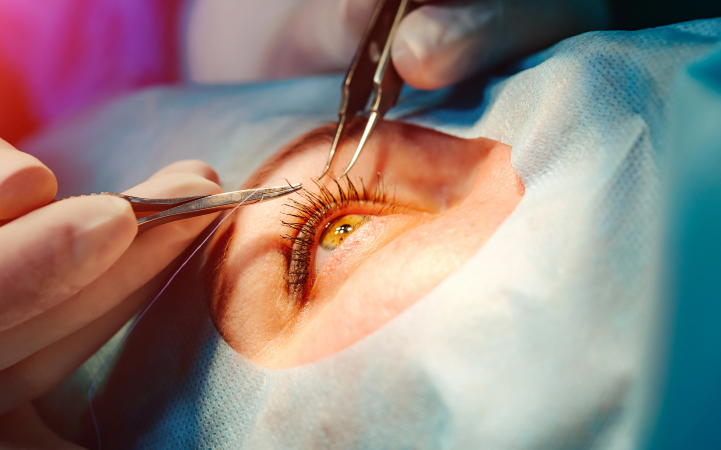 close-up on eye operation