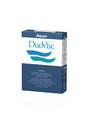 DuoVisc OVD Verpackung. Dieses Produkt enthält 0,50 ml Viscoat und 0,85 ml ProVisc.
