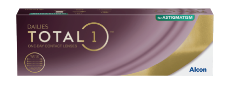 Produktverpackung für Dailies Total1 für Astigmatismus Tageskontaktlinsen von Alcon