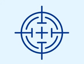 Kreisförmiges Zielsymbol mit Fadenkreuz und gebogenen Segmenten