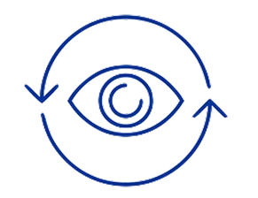 Symbol eines Auges in einer kreisförmigen Pfeilschleife