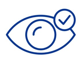 Symbol eines Auges mit Häkchen