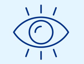Augensymbol mit Linien, die Fokus, Klarheit oder Betonung andeuten