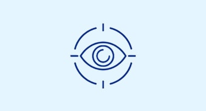 Augensymbol umgeben von segmentierten Kreislinien, ähnlich einem Fokus- oder Zielrahmen