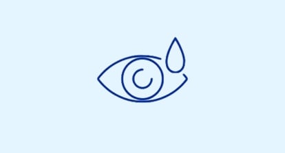 Augensymbol mit einem Tropfensymbol oben rechts