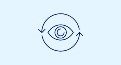 Symbol eines Auges in einer kreisförmigen Pfeilschleife