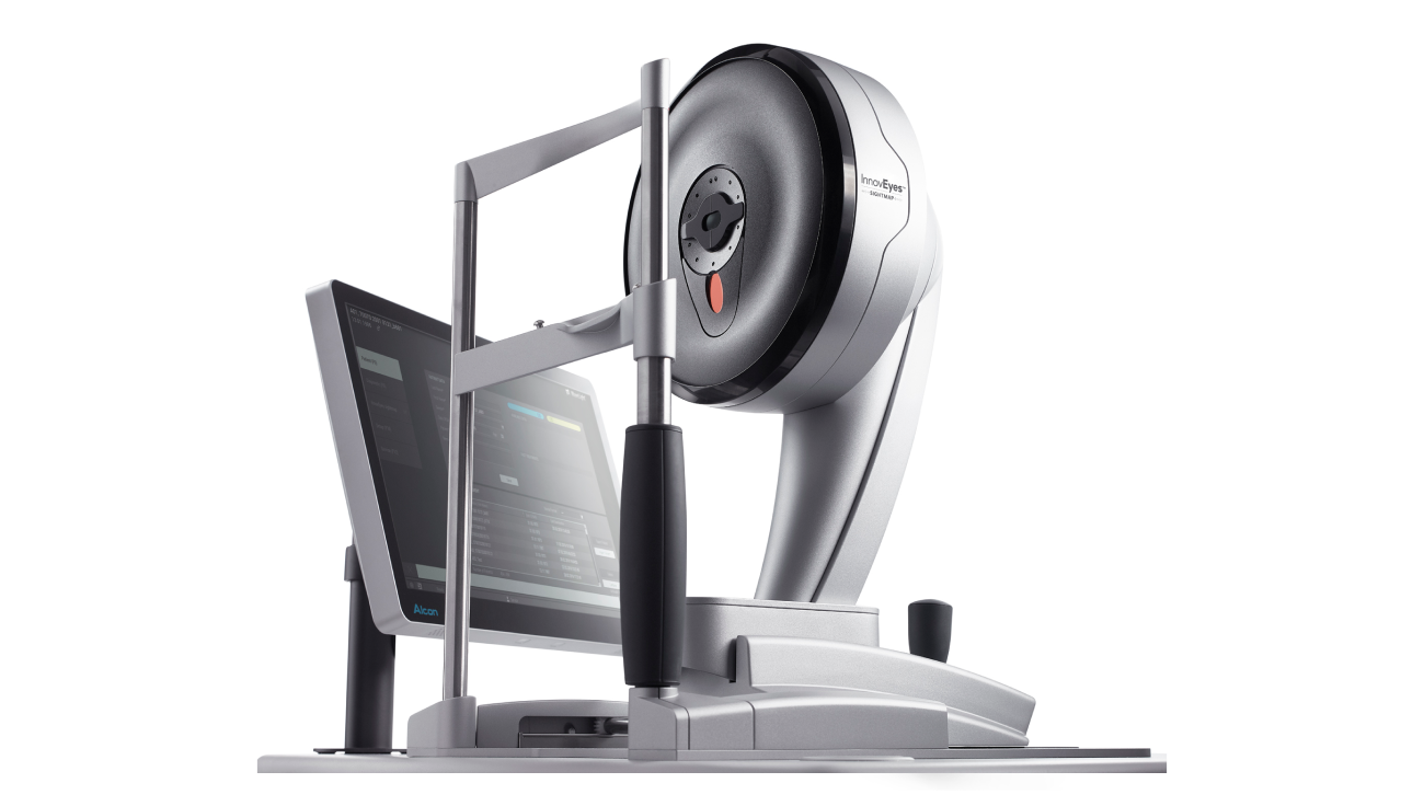 Eine seitliche Nahaufnahme des Alcon Wavelight® InnovEyes Sightmap‑Gerätes.