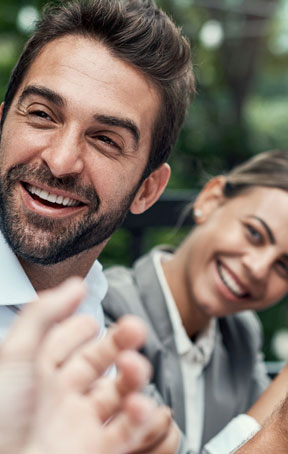 Couple smiling clapping