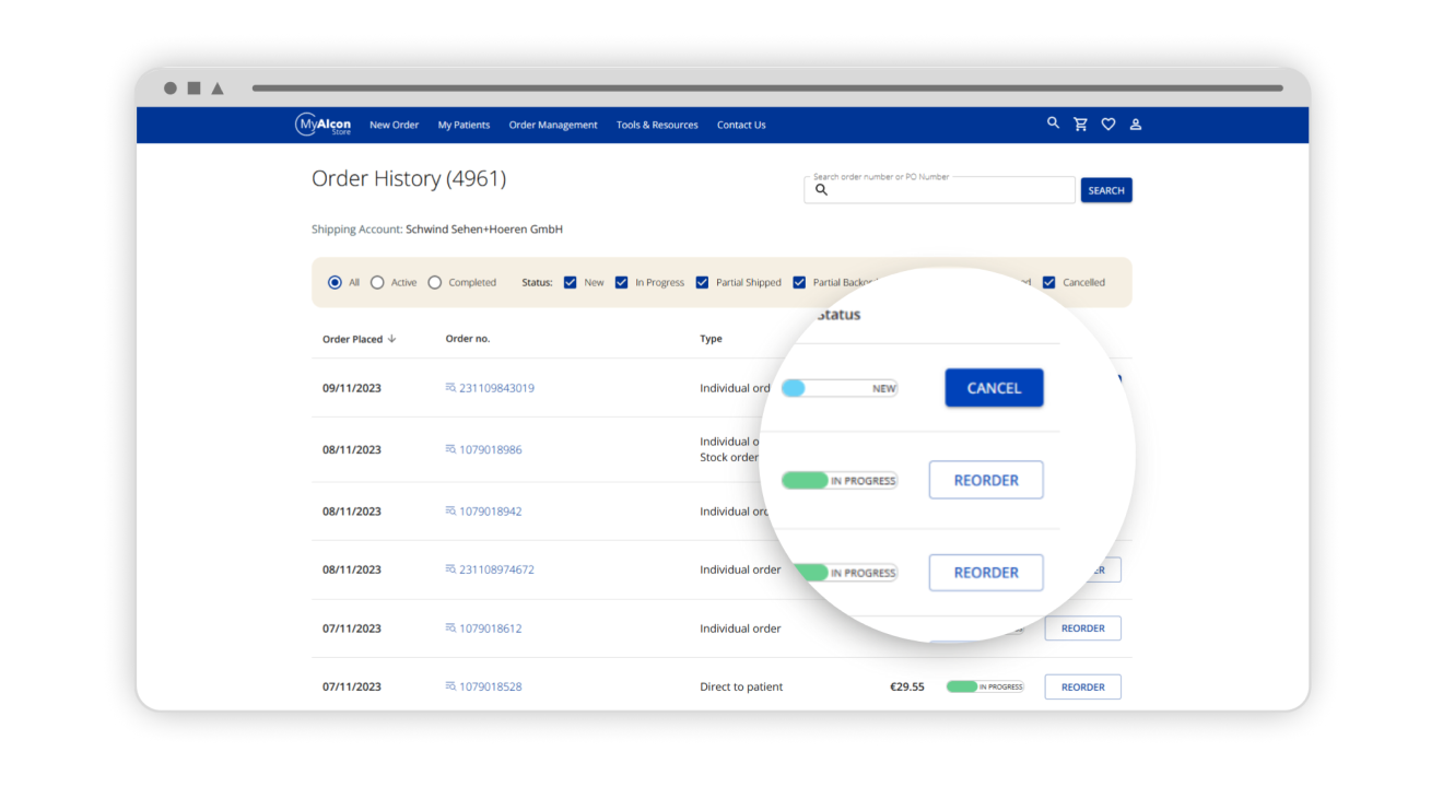 Screenshot of the MARLÖ customer profile