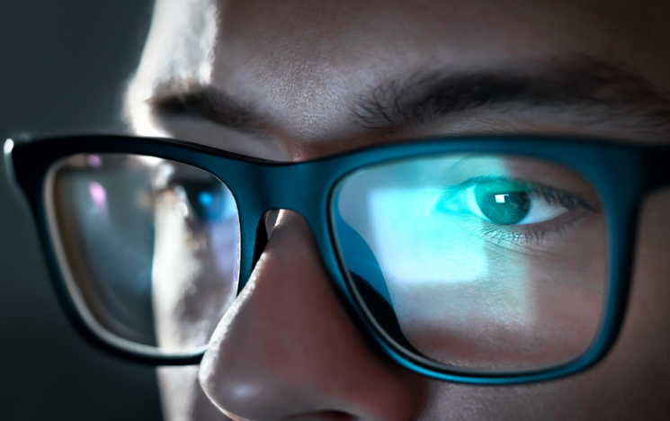 Man in glasses close up