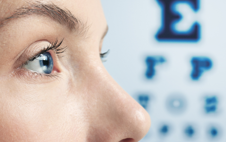 Woman eye close up and eye test