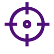Icono morado oscuro de un objetivo.