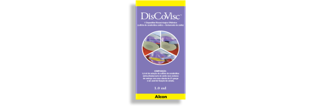 Caja de producto OVD DuoVisc de Alcon. Este producto contiene 1ml de DisCoVisc.