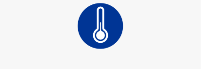 Icono azul de un termómetro.   