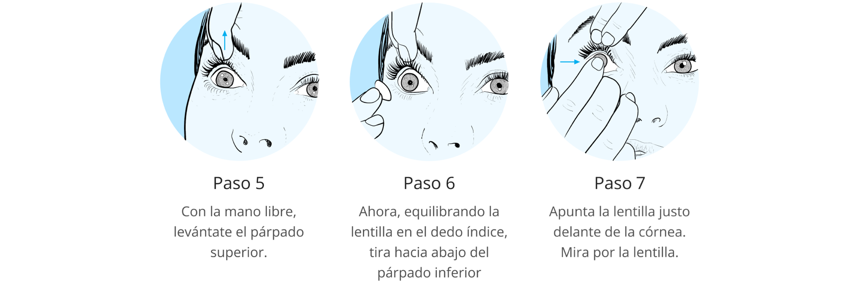 Graphic of preparation steps for contact lens inserting
