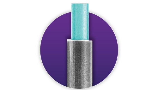 Primer plano de la punta blanda DSP Grieshaber Advanced Backflush, punta blanda de poliuretano verde de 0,8 mm. 