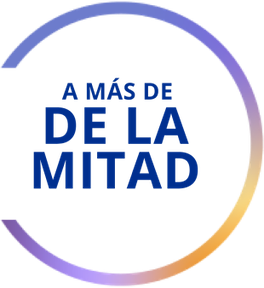 Gráfico con texto: A más de la mitad