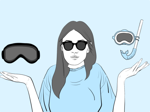 Una mujer considera las ventajas de las lentes de contacto frente a las gafas
