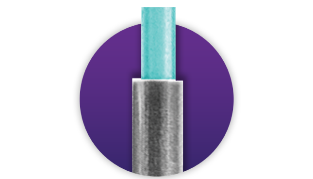 Close up of a Grieshaber Advanced Backflush Soft Tip DSP, 0.8 mm polyurethane green soft tip.