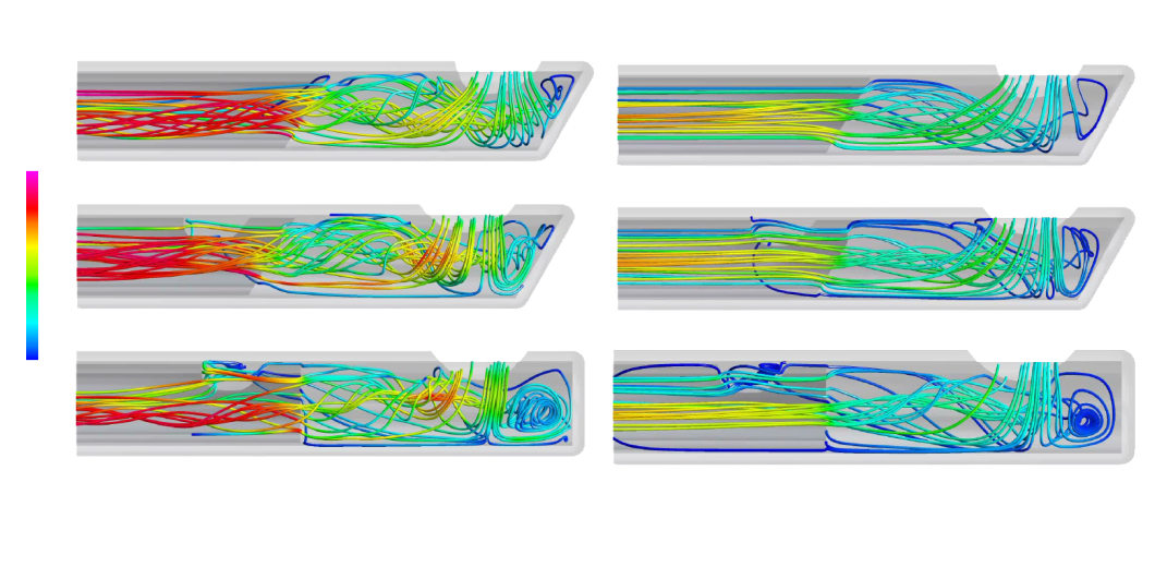 Image comparant le reflux avec les sondes Advanced ULTRAVIT, HYPERVIT Beveled Tip et HYPERVIT Flat Tip dans une solution saline équilibrée et du vitré. L'embout biseauté de l'HYPERVIT présente un reflux réduit par rapport aux autres sondes.