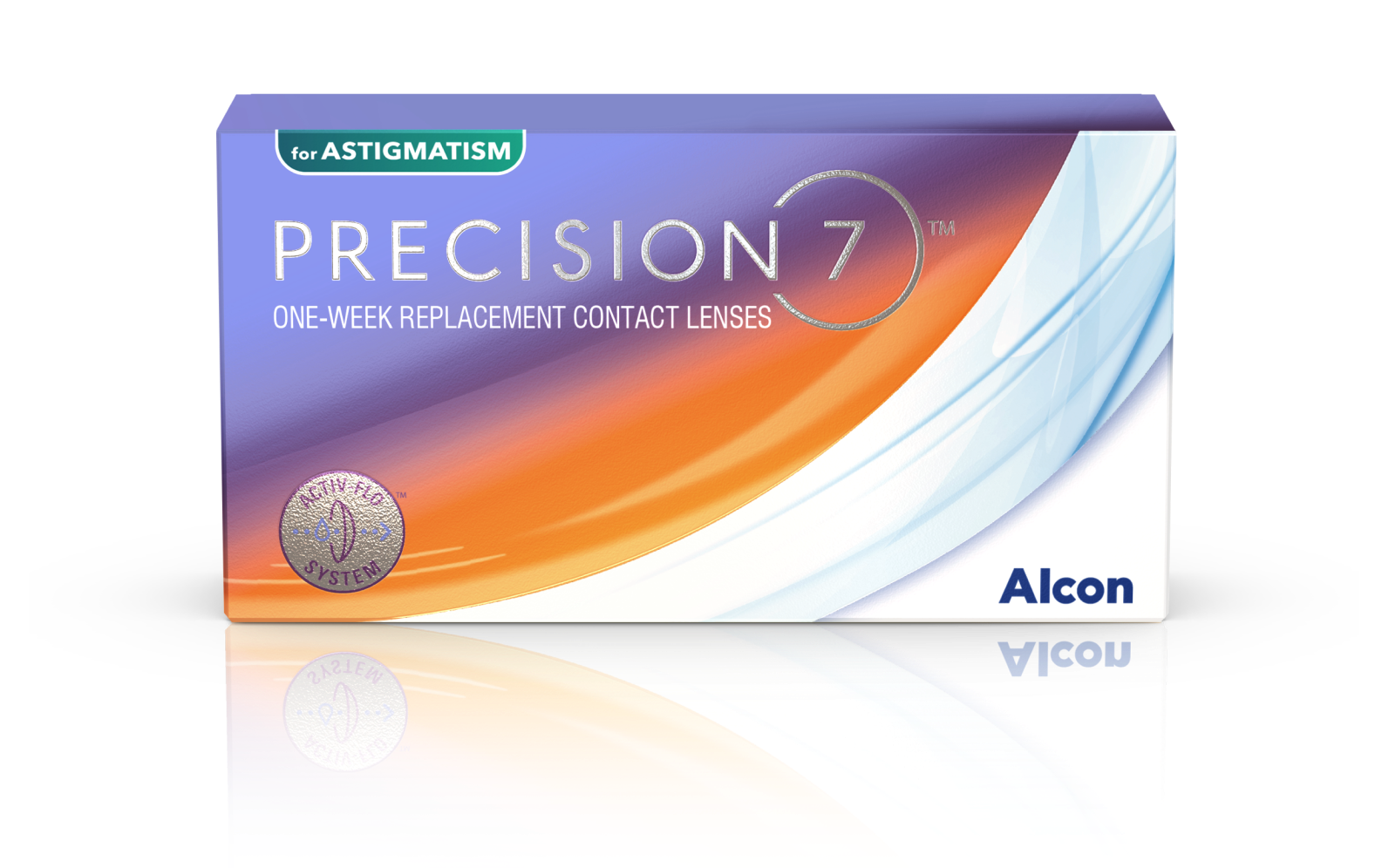 Boîte de lentilles cornéennes hebdomadaires PRECISION7 pour l’astigmatisme d’Alcon avec le système ACTIV-FLO