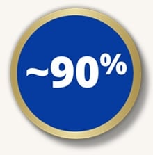 Icône circulaire bleue affichant une valeur d’environ 90 %