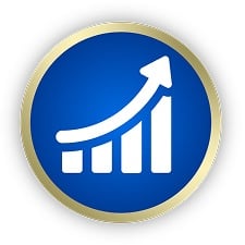 Icône représentant un graphique en croissance avec une flèche ascendante.