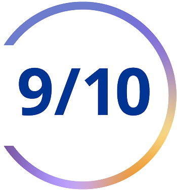 Graphique avec texte : 9 sur 10