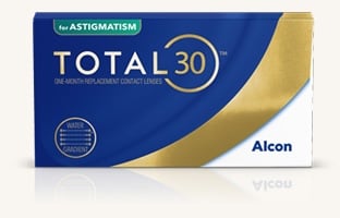 Boîte de lentilles de contact TOTAL30® for Astigmatism d’Alcon pour la correction de l’astigmatisme