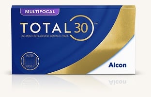Boîte de lentilles de contact TOTAL30® Multifocal d’Alcon pour la correction de la presbytie
