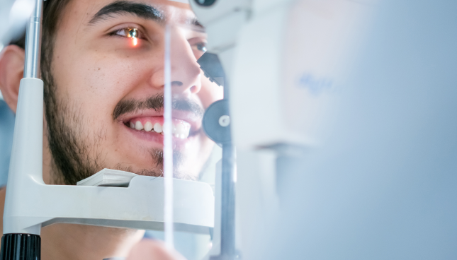 Close-up on man during eye examination