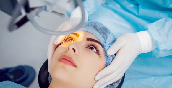 Woman during eye examination