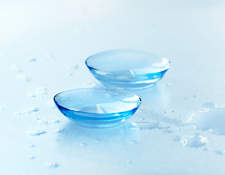 A pair of monthly contact lenses