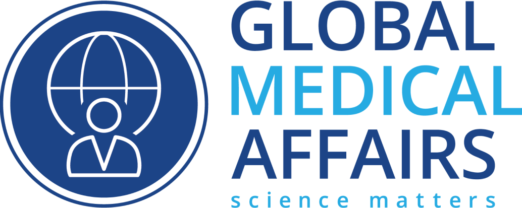 Global Medical Affairs logo featuring a globe and person icon in a blue circle, with the tagline “science matters” beneath the text