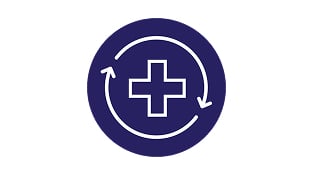 Medical cross with circular arrows icon