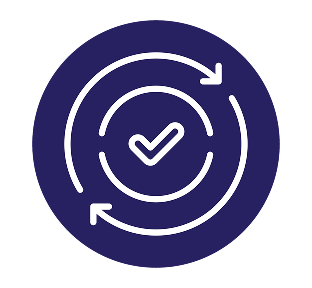 Checkmark with circular arrows icon