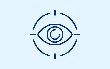Eye icon surrounded by segmented circular lines, resembling a focus or targeting frame