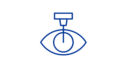 Eye icon with a laser or treatment device shown above the pupil