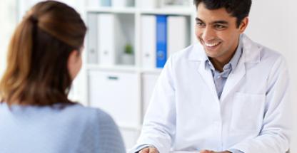 A doctor talking to a patient