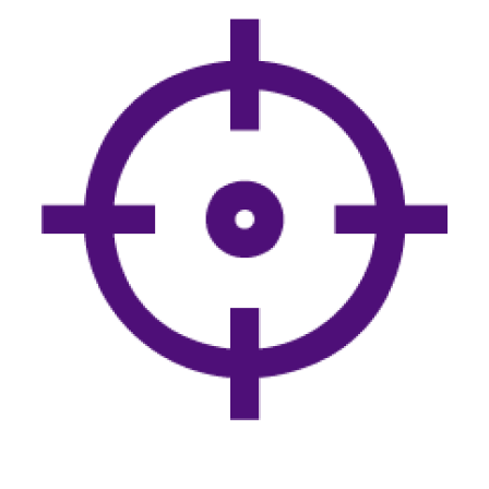Dark purple icon of a bullseye