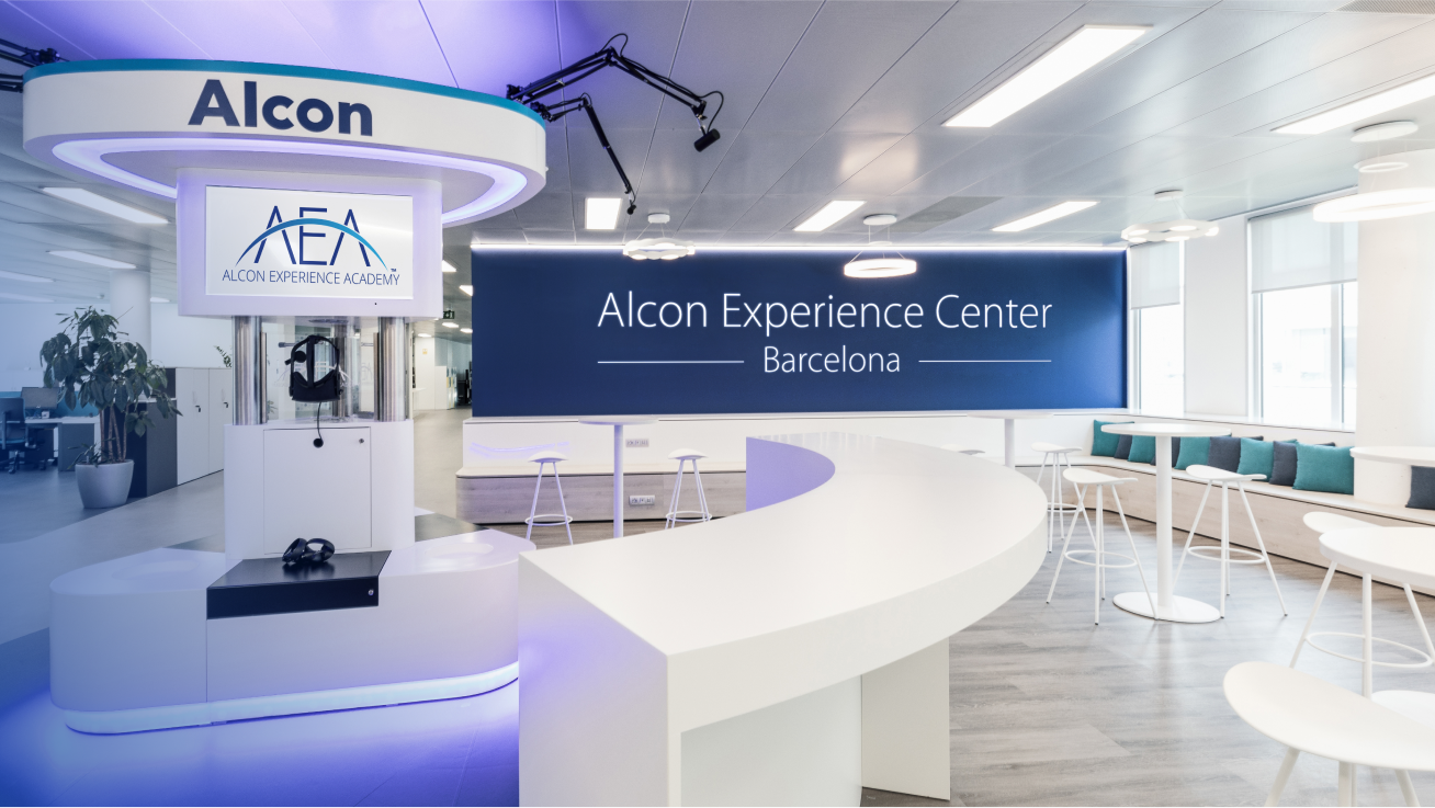 An interior image of the Alcon Experience Center in Barcelona