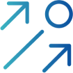 Icon featuring two upward arrows and a circular target symbol, indicating accurate and directed focus
