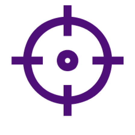Icona viola scuro di un bersaglio.