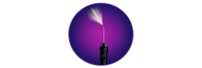 Sonda laser VEKTOR su un cerchio viola.