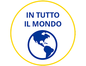 Icona con il globo terrestre e la scritta “In tutto il mondo” sopra.