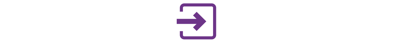 Icona viola scuro di un quadrato parzialmente aperto. Una freccia viola proviene dall'apertura sinistra del quadrato e punta verso destra.