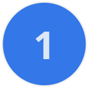 Icona del numero uno su sfondo blu.