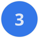 Icona del numero tre su sfondo blu.