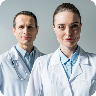 Two smiling ophthalmologists